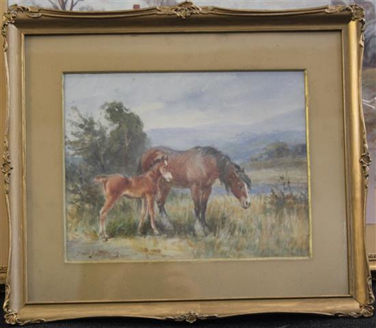 Frederick James Knowles (1831-1908) Childhoods Happy Days, and studies of horses and cattle, largest 10.5 x 14.5in.